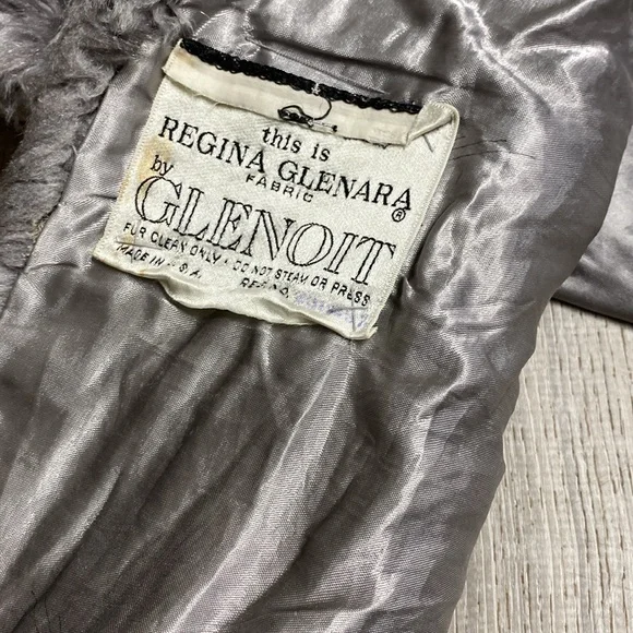 Vintage Regina Glenara by Glenoit Faux Fur Stole gray Wrap Lined USA - Picture 4 of 5